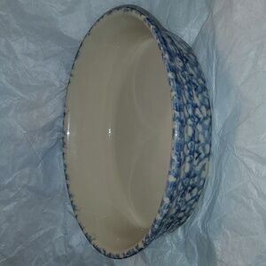 Roseville, Ohio Oval Blue Sponge Wear Casserole Dish Pottery 7" x 5.5"